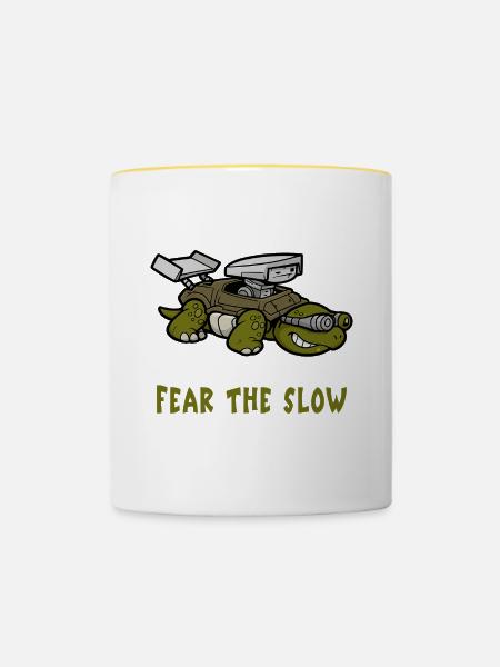 Angst vor der Langsamkeit Schildkröte - Tasse zweifarbig - Weiß/Gelb
