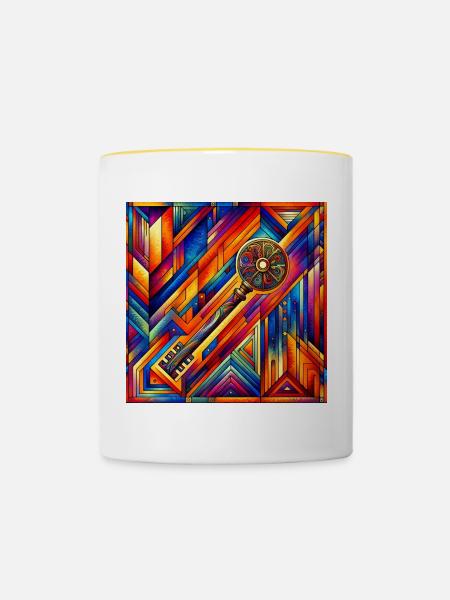 Schlüssel zur Seele - Tasse zweifarbig - Weiß/Gelb