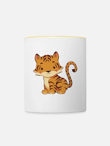 Tiger - Tasse zweifarbig - Weiß/Gelb