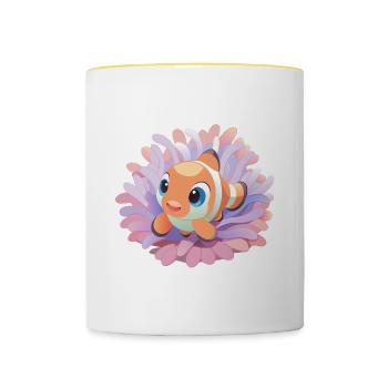 Baby clownfish in his anemone - Contrasting Mug - white/yellow - Front