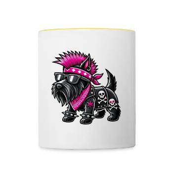 Scottish Terrier Punk Music - Contrasting Mug - white/yellow - Front