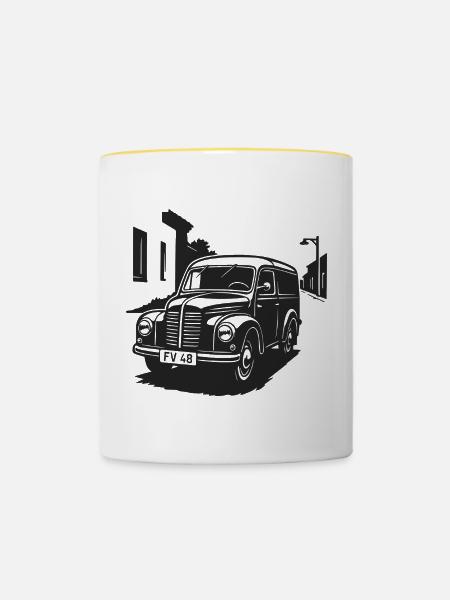 Kult auf Rädern - Tasse zweifarbig - Weiß/Gelb