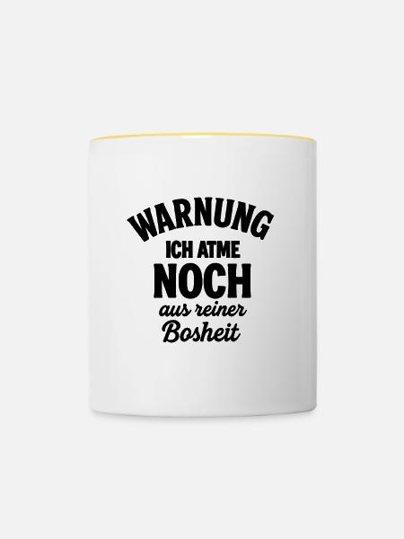 Warnung - Tasse zweifarbig - Weiß/Gelb