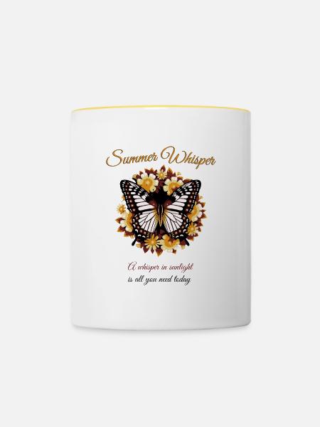Sommertraum Schmetterling Design - Tasse zweifarbig - Weiß/Gelb