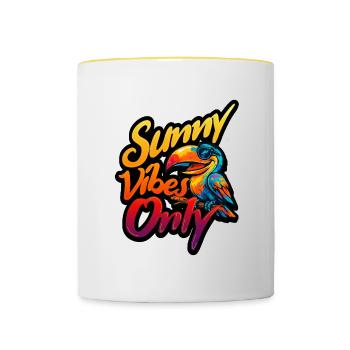 Tukan Tropic Vibes Buntes Sommerdesign im Graffiti - Tasse zweifarbig - Weiß/Gelb - Vorne