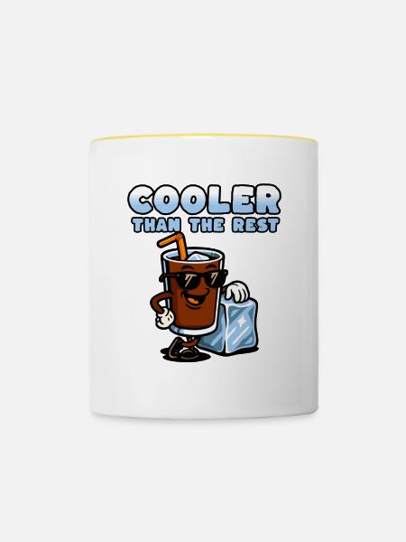 Cola-Figur mit Eiscreme und Sonnenbrille - Tasse zweifarbig - Weiß/Gelb