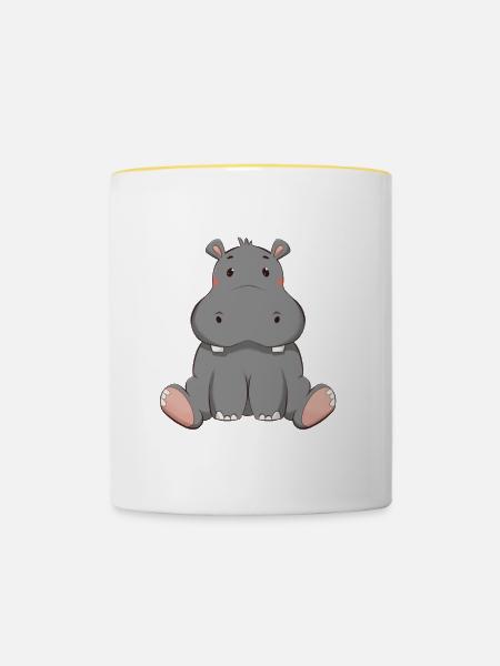 Nilpferd - Tasse zweifarbig - Weiß/Gelb