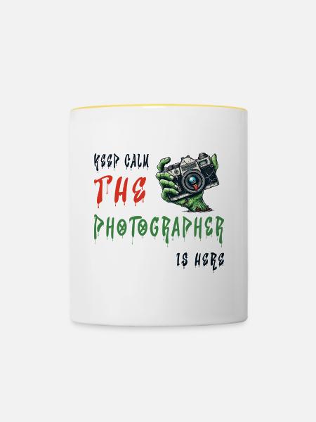 Zombie Photographer Alert - Tasse zweifarbig - Weiß/Gelb
