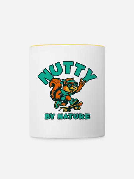 Nutty by Nature Eichhörnchen-Schlittschuh - Tasse zweifarbig - Weiß/Gelb