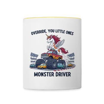 Monster Truck Licorne - Mug contrasté - blanc/jaune - Devant