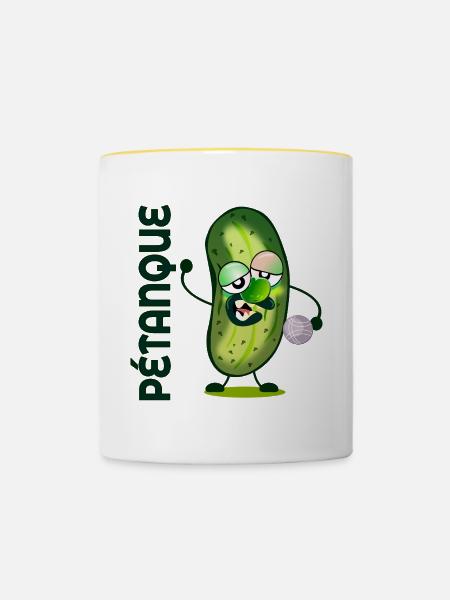 Pétanque-Gurken - Tasse zweifarbig - Weiß/Gelb