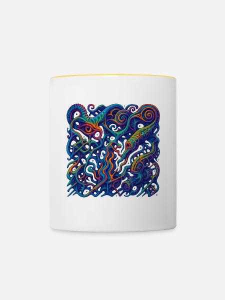 Halluzinationsgitter - Tasse zweifarbig - Weiß/Gelb