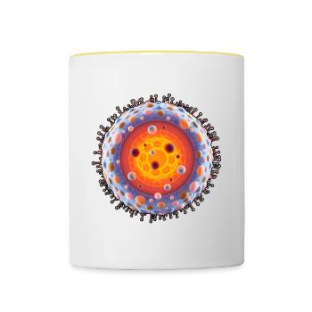 Kernfusion 003 - Tasse zweifarbig - Weiß/Gelb - Vorne