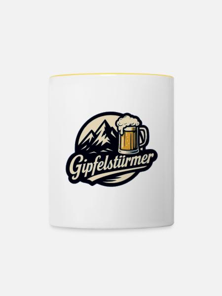 Gipfel Bier - Tasse zweifarbig - Weiß/Gelb