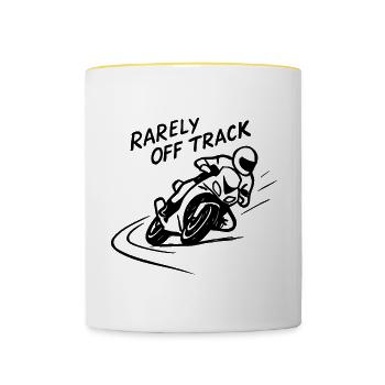 rarely off track - Tasse zweifarbig - Weiß/Gelb - Vorne