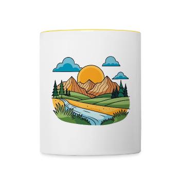 Colorful Mountains - Contrasting Mug - white/yellow - Front