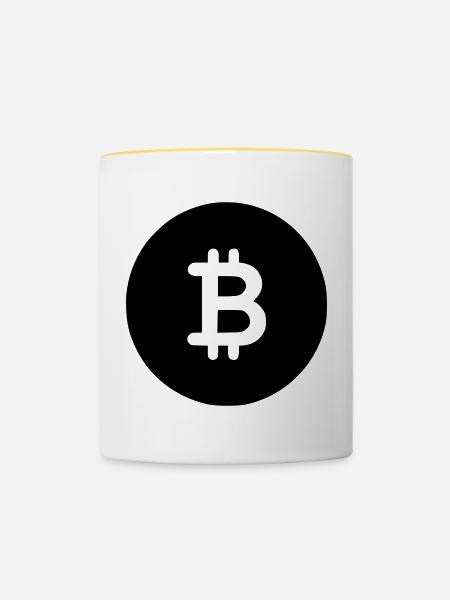 Bitcoin schwarzes Icon - Tasse zweifarbig - Weiß/Gelb