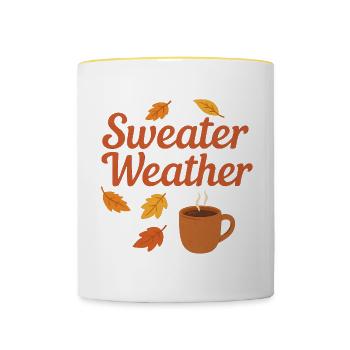sweater weather - Tasse zweifarbig - Weiß/Gelb - Vorne
