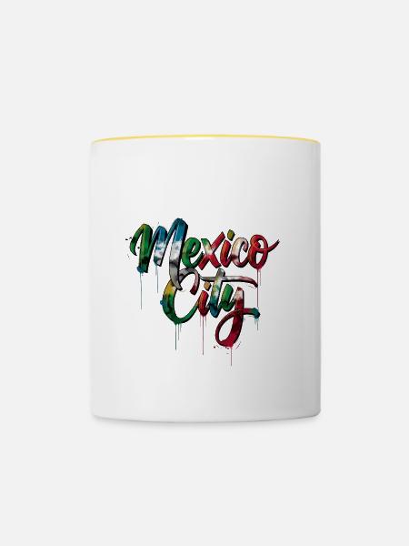 Mexico City - Tasse zweifarbig - Weiß/Gelb
