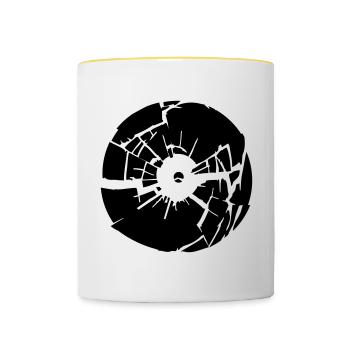 broken vinyl - Tasse zweifarbig - Weiß/Gelb - Vorne