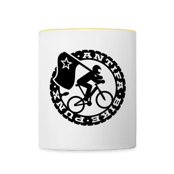 Antifa Bike Punks - Tasse zweifarbig - Weiß/Gelb - Vorne