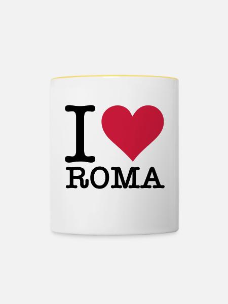 Ich liebe Rom - Tasse zweifarbig - Weiß/Gelb