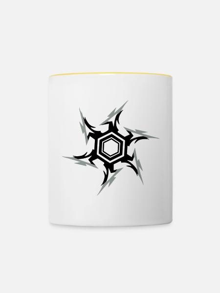 Ninja Wurfstern - Tasse zweifarbig - Weiß/Gelb