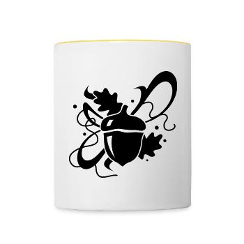 Acorn with oak leaves - Contrasting Mug - white/yellow - Front