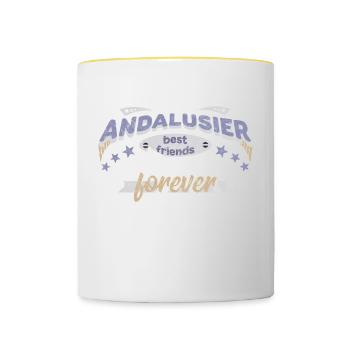 Andalusier Pferd Pferdebesitzer best friends BFF - Tasse zweifarbig - Weiß/Gelb - Vorne