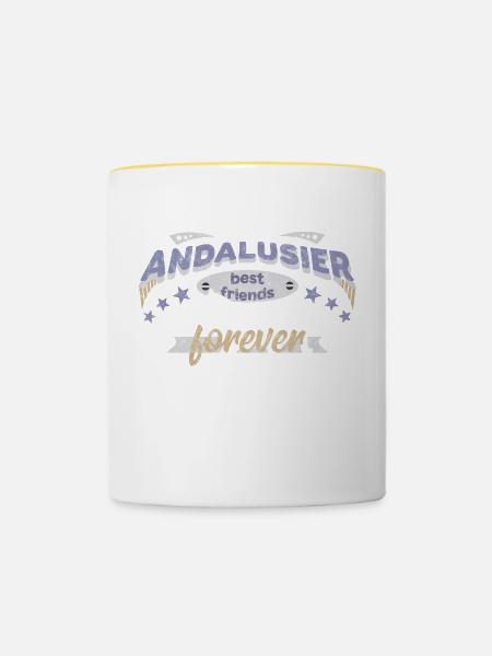 Andalusier Pferd Pferdebesitzer best friends BFF - Tasse zweifarbig - Weiß/Gelb