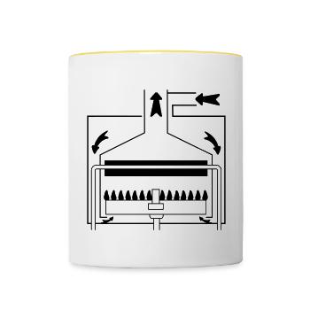 Chaudière radiateur - Mug contrasté - blanc/jaune - Devant