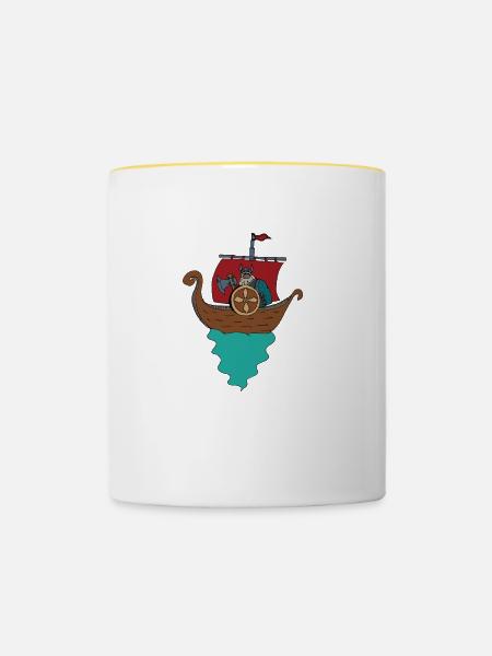 Wikinger Schiff Vikings - Tasse zweifarbig - Weiß/Gelb