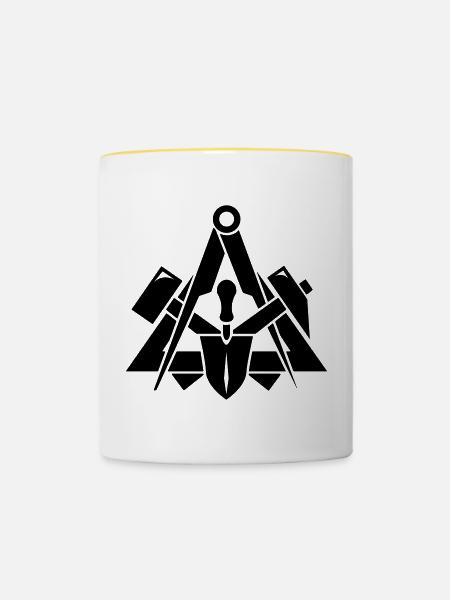 Maurer Zunftzeichen - Tasse zweifarbig - Weiß/Gelb