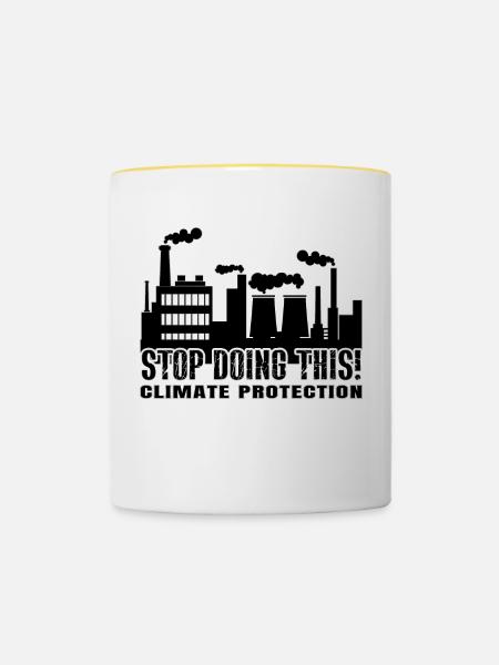 Stop Doing This! - Climate Protection - Tasse zweifarbig - Weiß/Gelb