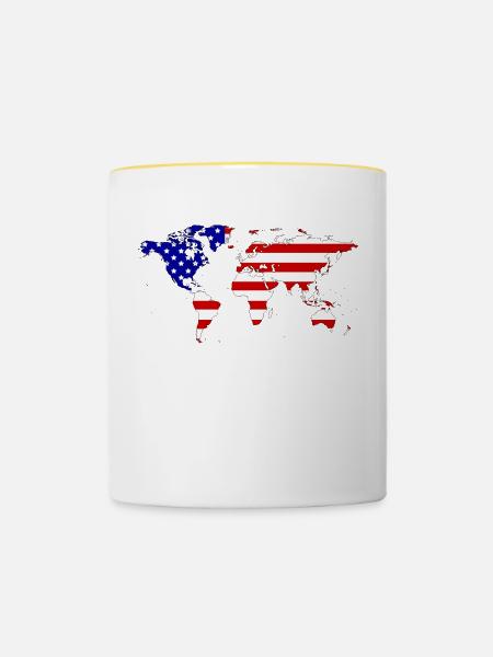 Usa - Tasse zweifarbig - Weiß/Gelb