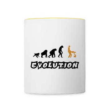 Evolution T Shirt avec le sexe - Mug contrasté - blanc/jaune - Devant