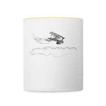 Altes Flugzeug - Tasse zweifarbig - Weiß/Gelb - Vorne