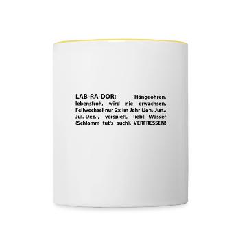 Labrador - Tasse zweifarbig - Weiß/Gelb - Vorne