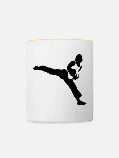 Taekwondo - Tasse zweifarbig - Weiß/Gelb