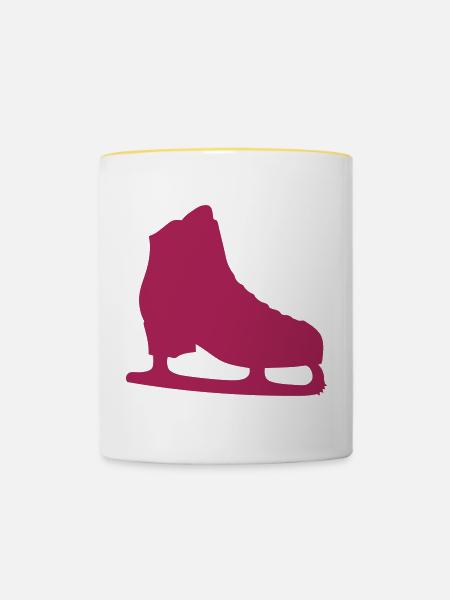 Schlittschuh-Eisschuhfigur - Tasse zweifarbig - Weiß/Gelb