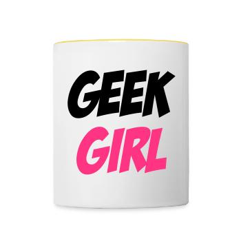 Geek Girl - Contrasting Mug - white/yellow - Front