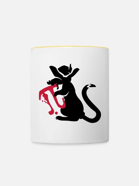 pi-rat / Pi-Ratte (e, 2c) - Tasse zweifarbig - Weiß/Gelb