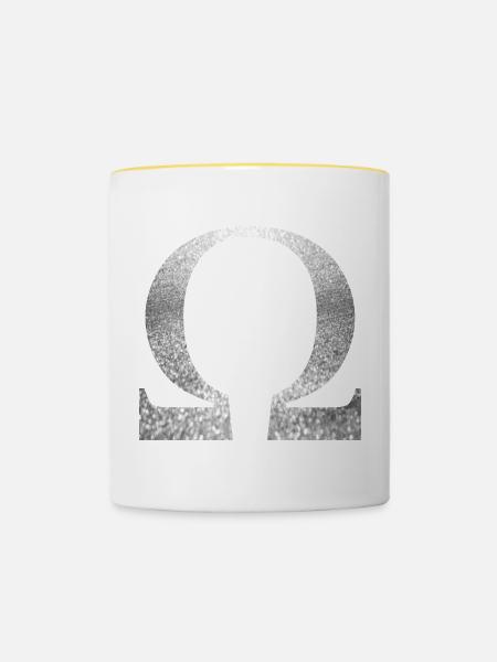 Omega - Tasse zweifarbig - Weiß/Gelb