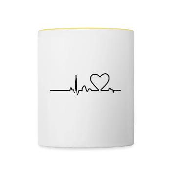 Schlagendes Herz - Tasse zweifarbig - Weiß/Gelb - Vorne