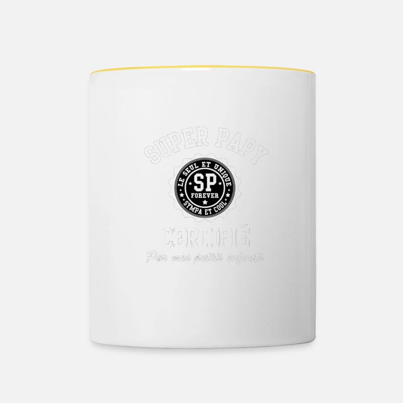 Super papy - Mug contrasté - blanc/jaune