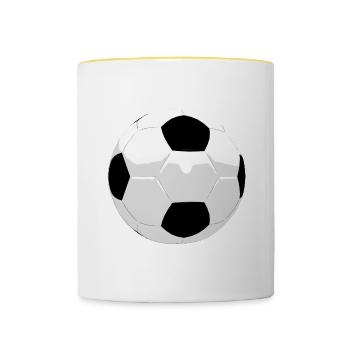 Fußball, Soccer - Tasse zweifarbig - Weiß/Gelb - Vorne