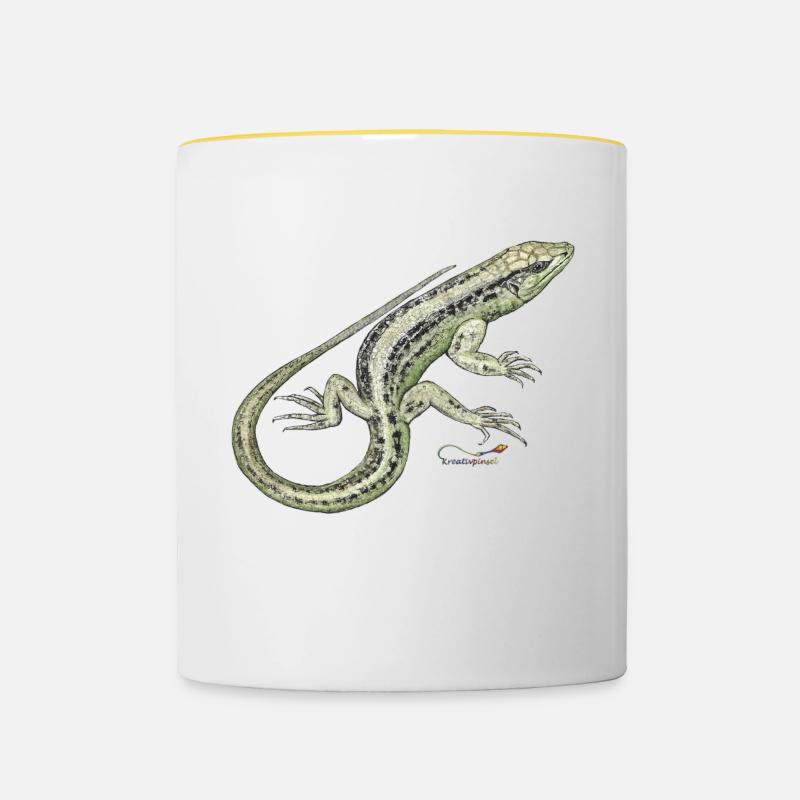 Sand lizard - Contrasting Mug - white/yellow