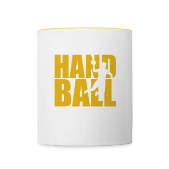handball handballer - Contrasting Mug - white/yellow - Front