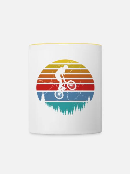 Fahrradfahrer, Biker - Tasse zweifarbig - Weiß/Gelb