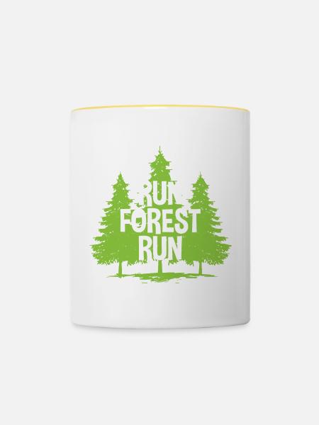 Run Forest Run - Tasse zweifarbig - Weiß/Gelb